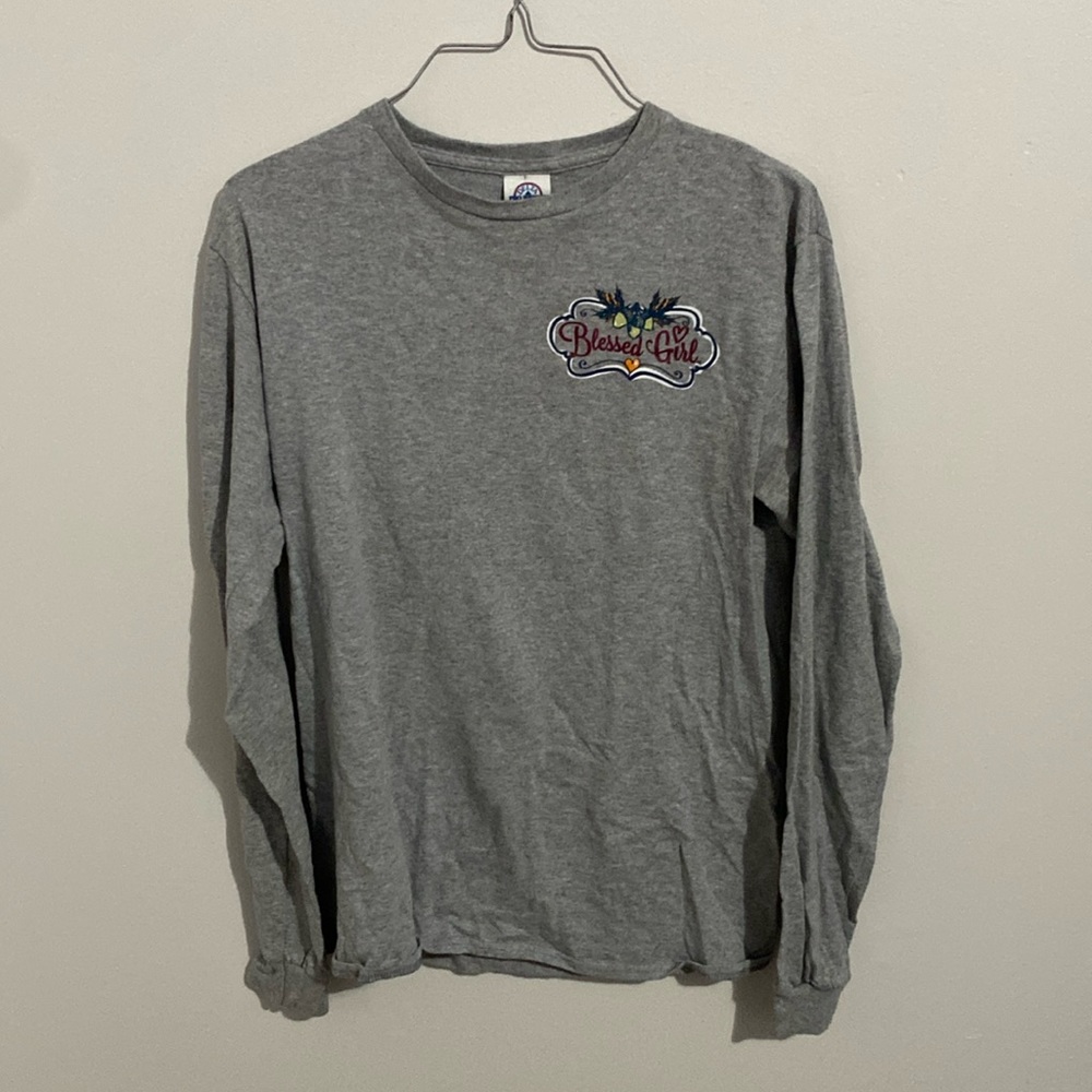 Delta- Grey long sleeve blessed girl shirt- Size S